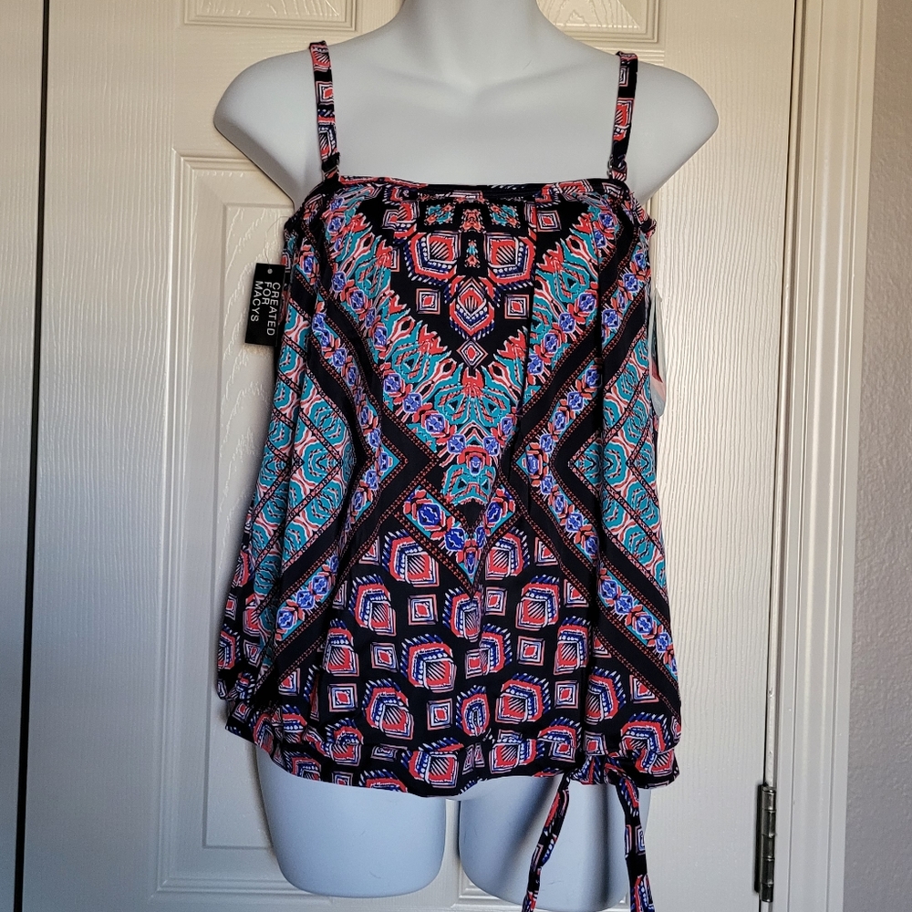 Swim Solutions Tankini Top - Sz 10, NWT